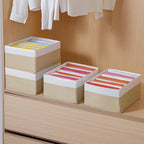 4 Packs T-shirt Drawer Organizers for Clothing,8 Grids Compartment Wardrobe Storage Box, Washable Clothes Organizer for Folded Clothes, Legging, Silk Scarve-12.59''x9.05''x5.9-BeigeWhite