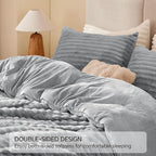 BEDELITE Fleece Twin Comforter Set -Super Soft & Warm Fluffy Light Grey Bedding, Luxury Fuzzy Heavy Bed Set for Winter with 1 Pillow case