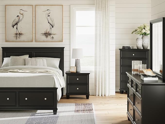 Signature Design by Ashley Lanolee Traditional 5 Drawer Chest for Bedroom, Black