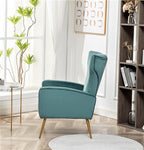 Modern Velvet Accent Chair, Channel Tufted Bedroom, Office or Living Room Furniture with Elegant Metal Legs, 26" Wide Armchair, Teal