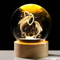 Dolphin Gifts for Women Men 3D Dolphins Crystal Ball with Wooden Light Base Glass Dolphin Statue Lamp Decor for Women Lovers for Christmas Valentines Birthday (Diameter 2.36 inches)