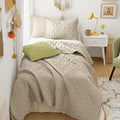 Comfort Spaces Twin Quilt Set Modern Reversible Diamond Coverlet Twin Bedding Set Cozy Quilted Winter Layer, All Season Lightweight Soft Twin Size Quilt, Kienna, Twin/Twin XL Beige Diamond 2 Piece