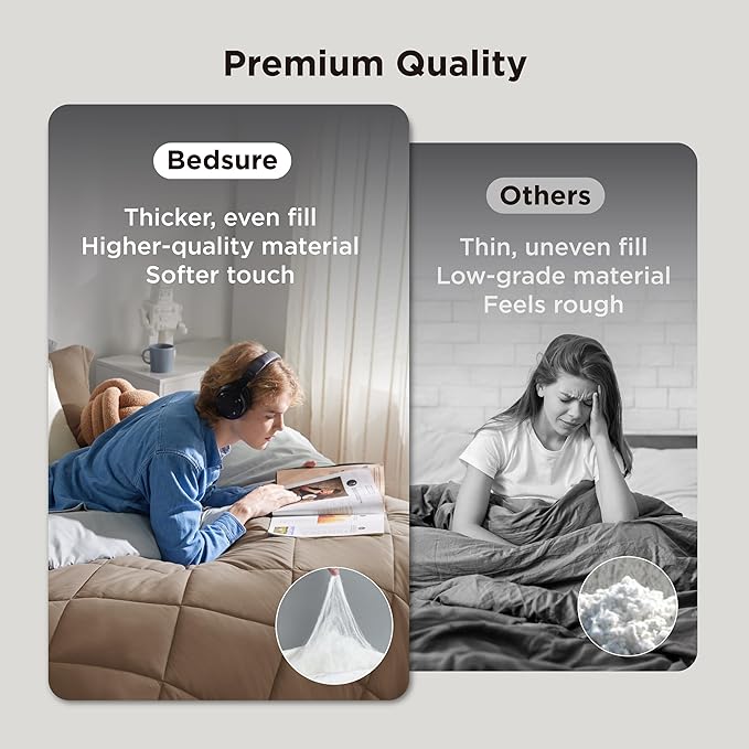 Bedsure Queen Comforter Set - 7 Pieces Reversible Brown Bedding, Queen Size Bed Set for All Seasons, Bed in a Bag with Down Alternative Comforter, Sheets, Pillowcases & Shams