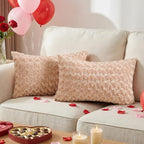 FUTEI Apricot Decorative Throw Pillow Covers 12x20 Inch Set of 2,Soft Solid Rose Swirl Textured Lumbar Pillow Case,Valentine's Day Decor for Couch Living Room