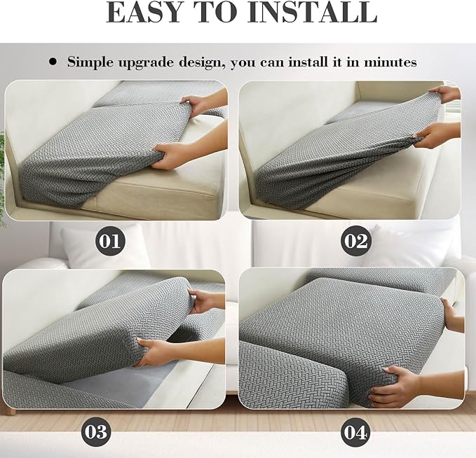Sofa Covers Couch Covers for Sofa Pet Friendly Couch Cushion Covers Universal Sofa Covers Washable Stretch Slipcovers for Sectional Sofa (Texture Gray,Chaise Cover)