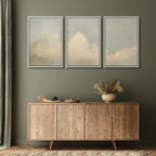 MUDECOR Framed Wall Art Print Set Minimalist Serene Sky with Birds Illustrations Modern Art Boho Decorative Colorful Chic for Living Room, Bedroom, Office - 24"x36"x3 White