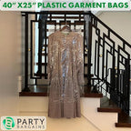 Party Bargains 40x25 Inch Clear Plastic Garment Bags, 50 Pack