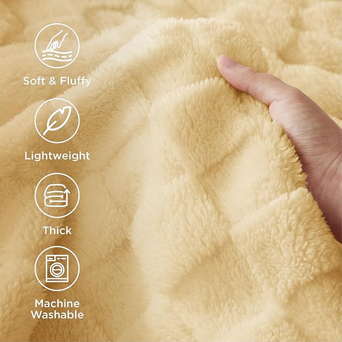 Bedsure GentleSoft Yellow Throw Blanket for Couch - Checkered Fleece Blankets Gifts for Women Men Girls, Cute Soft Cozy Throw for Bedroom Home Decor Gifts, 50x60 Inches