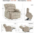 MCombo Power Lift Recliner Chair for Elderly, Lift Chair with Heat and Massage, Extra Wide Lift Recliner for Big People, Fabric R7096 (Medium-Wide, Beige)