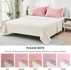 HYMOKEGE Pink/Ivory King Size Comforter Set Seersucker 7 Pieces, All Season Luxury Bed in a Bag for Bedroom, Bedding Set with Comforter, Sheets, Pillowcases & Shams