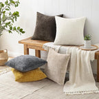 decorUhome Spring Dark Brown Chenille Euro Sham Throw Pillow Covers 26x26 Set of 2 Textured Soft Cozy Slubby Couch Pillow Covers Modern Farmhouse Boho Decorative Pillow Cases for Bed Sofa Living Room