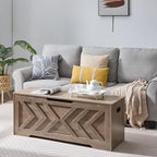 47.2” Storage Bench,Extra Large Wooden Storage Chest with 2 Safety Hinges,entryway Bench,Blanket Storage,Shoe Storage Bench for Entryway,Bedroom,Living Room,Easy Assembly.-Greige