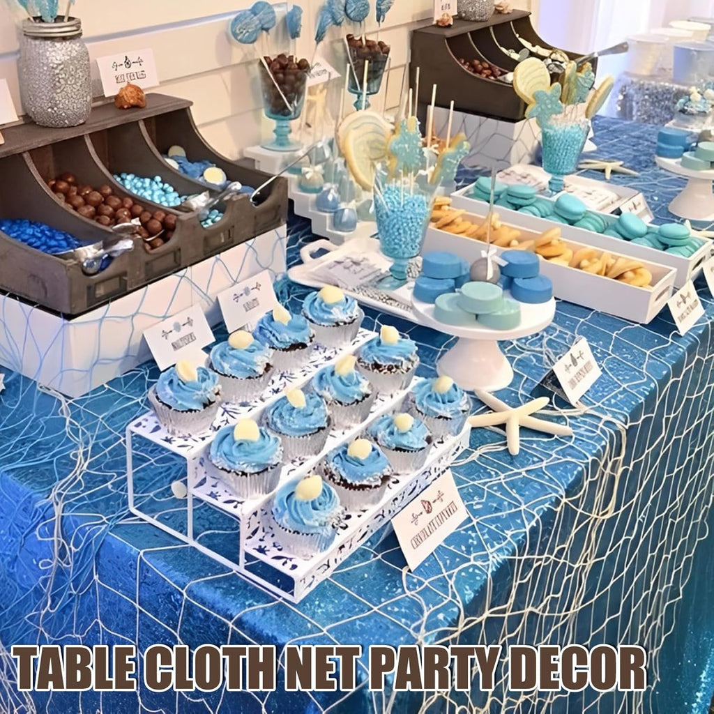 Nautical Fish Net Decor Set of 2 – Natural Cotton Beach & Ocean Party Decoration