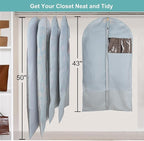 50" Dress Bag with Clear Window - Clothes Cover for Hanging - Foldable Long Garment Bags for Travel and Storage - 24'' x 50''/4 Pack