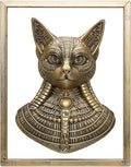 JJALIGHTS Animal Heads Wall Decor Bastet Resin Sculptures Bast the Cat-headed Goddess Wall Hanging Decoration Imitation Copper vintage Goddess of Cats Wall Sculpture for Living Room Bedroom Office