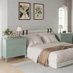 Large Sage Green 3 Drawer Dresser, Painted 30 Inch Tall Wood Nightstand with Storage, Wide Modern Chest of Drawers with Ball Bearing Slide for Bedroom Hallway Living Room Entryway Office