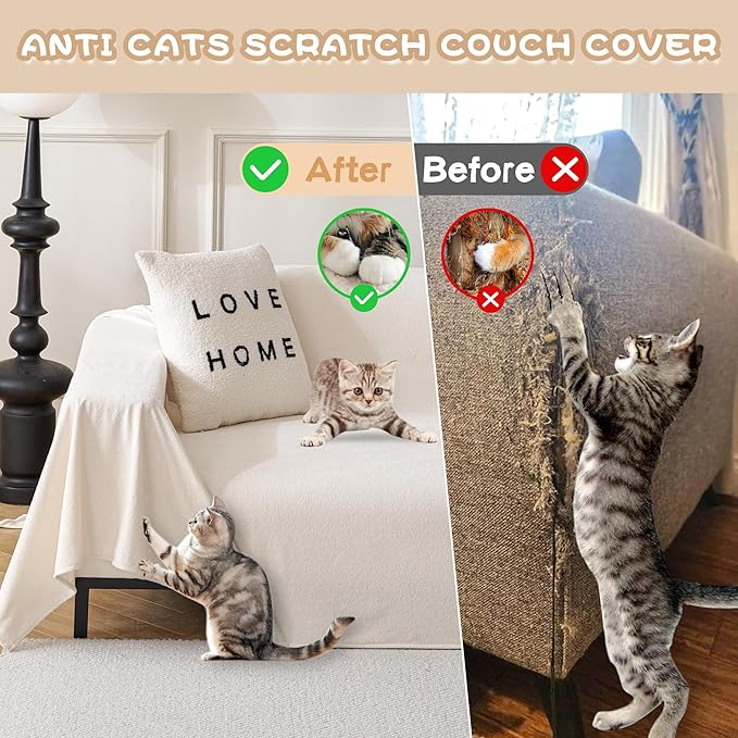 MYSKY HOME White Couch Covers for 3 Cushion Couch Sofa Pet Friendly Dog Couch Cover, Thick Durable Furniture Protector Cover, Non Slip Soft Couch Sofa Cover, Sofa Covers Washable, 71" x 118"
