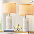 20" Small Bedside Table Lamps for Bedroom Set of 2, Modern Lamps for Night Stands, Farmhouse Table Lamps for Living Room, Home Office and Hallways,White