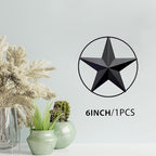 JoyEvy 6.5" Black Metal Barn Star Wall Décor - Wall Art for Farmhouse, Western, Rustic Homes - Outside or Inside of House Decorations