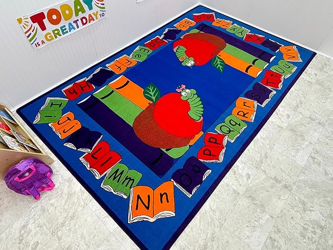 KIDCARPET.COM Book It Rectangle Classroom Rug | Bordered Area Rug for Preschool Daycare Learning, 7'6" x 12'