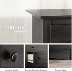 Prepac Sonoma Traditional 5-Drawer Tall Dresser for Bedroom, Functional Bedroom Dresser Chest of Drawers 17.75" D x 31.5" W x 44.75" H, Washed Black