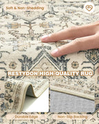 Runner Rug 2x6, Non Slip Washable Rugs for Laundry Room, Runners for Hallways, Low Pile Vintage Soft Rugs for Living Room, Kitchen Bathroom,Bedroom Rug(Brown/Beige,2'x6')