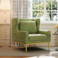 Merax Luxury Velvet Accent Chair, Modern Mid-Century Armchair for Living Room, Bedroom Reading Corner, Comfortable Tufted Single Seater Sofa Chair with Iron Legs (Green)