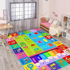 Kids Alphabet Play Game Rug - 5'x7' ABC Numbers and Shapes Educational Learning Toddler Carpet - Kids Room Playroom Classroom Kindergarten Activity Fun Soft Non-Slip Mat