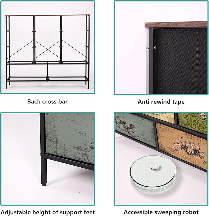 Chest of Drawers for Bedroom with 11 Deep Drawers, Tall Fabric Dresser, Wide TV Stand, Storage Organizer for Closet, Nursery, Kid's Bedroom
