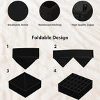 Simple Houseware 4-Pack Drawer Organizer Set - Closet Dividers for Underwear, Socks, Bras, Scarves, Ties - Foldable Non-Woven Storage Boxes, Black