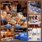 3 inch Floating Candles 30 Packs Blue Floating Candle for Centerpieces 8-9 Hours Floating Candles 3” Water Candles for Cylinder Vases, Pool, Wedding