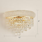 2-Lights Crystal Icicle Prisms Drops Wall Sconce Light for Living Room Dining Room Bathroom Vanity Mirrors Hallway Bedroom Closet Stairway(Gold)