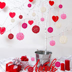 SANNIX 16 Pcs Valentine's Day Rattan Balls for Bowls,Pink and Red Decorative Balls Decor for Wedding Home Table Vase Decorations