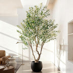 8ft Faux Olive Tree with Pot & Moss Artificial Olive Plant Fake Olive Tree for Home Decor, Large Indoor Artificial Trees Faux Plants Indoor Durable Artificial Trees for Living Room/Office
