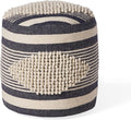Christopher Knight Home Lucknow Handcrafted Cylinder Pouf - White/Denim Blue