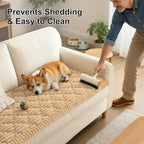 Smiry Pet Couch Cover for Dogs Washable, Non-Slip Fuzzy Couch Covers for 3 Cushion Sofa Pet Friendly, Soft Thick Furniture Protector Sofa Slipcover Mat for Dogs (Camel, 27.6" x 88")
