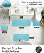 ILANGO Teal Bathroom Rugs 70" × 24" Non Slip & Super Absorbent Thick Soft, Washable Bath Carpet Runner for Floor, Microfiber Plush Shaggy Bath Mats with Rubber for Bedroom Bathtub Shower Room