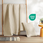 Comfort Spaces Kienna Quilt Set- Double Sided Stitching Design Summer Blanket, Lightweight, Soft, All Season Bedding Layer, Matching Sham, Ivory, Coverlet Twin/Twin XL(66"x90") 2 Piece