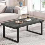 EXCEFUR Modern Coffee Table, Rustic Wood and Metal Center Table, Rectangle Cocktail Tea Table for Living Room, Grey, 44 Inch