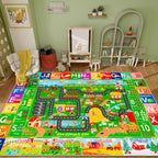 Kids Rugs for Toy Cars Playroom 78.7"×59" ABC Farm Life Road Traffic Kids Car Road Rugs Village Map Play Mat for Toddlers Boys Room Family Tummy Time Playtime Learning Carpet