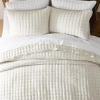 WDCOZY Ivory Twin Quit Size Bedding Sets with Pillow Sham, Lightweight Soft Bedspread Coverlet, Quilted Blanket Thin Comforter Bed Cover for All Season, 2 Pieces, 68x90 inches