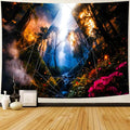 Delur Forest Tapestry Tree of Life Misty Tropical Rainforest Tapestry Wall Hanging Mystical Colorful Spiritual Psychedelic Nature Landscape Headboard for Bedroom Living Room Home Decor (59.1" x 78.7")