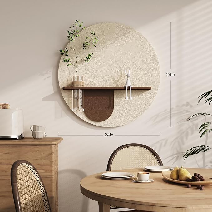 3D Textured Neutral Abstract Wall Art with Vase, Modern Minimalist Round Paintings Artwork for Walls, Boho Cream Geometric Wall Decor for Living Room, Hallway, Dining Room, Bedroom, Office, 24x31 Inch