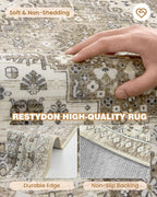 Runner Rug 2x6, Ultra-Thin Entryway Rug Non Slip Washable Rugs for Laundry Room, Runners for Hallways, Vintage Soft Rugs for Living Room, Kitchen, Bedroom(Brown,2'x6')
