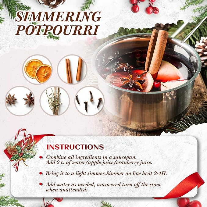 48 Pcs Christmas Potpourri Simmer Pot Kit Christmas Scent Stocking Gifts Holiday Stovetop Potpourri for Home Fragrance Housewarming Hostess Gift