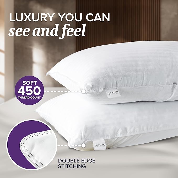 Beckham Hotel Collection Bed Pillows Queen/Standard Size Set of 2 - Down Pillow for Sleeping - Back, Stomach or Side Sleepers