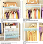 Clothes Rack, Heavy Duty Clothes Rack, Large Wire Closet Garment Rack, Freestanding Expandable Metal Clothing Rack with 4 Hanging Rods, 6 Shelves, and 4 Hangers for Hanging Clothes, White