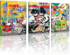 Novatique Street Graffiti Wall Art Banksy Canvas Wall Art Boy and Girl Street Art Print Modern Graffiti Art Abstract Painting Pop Art Wall Decor for Bedroom Living Room, 12”x 16”x 3Pcs