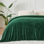 NEWCOSPLAY Super Soft Queen Blanket Dark Green Premium Silky Flannel Fleece Leaves Pattern Lightweight Bed Blanket All Season Use (Dark Green, Queen(90"x90"))