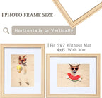 5x7 Picture Frame Natural,5 x 7 Frames with Mat for 4 x 6,Wooden Frame 5x7 with Tempered Glass,5 by 7 Frame Collage Frames Wall or Tabletop, Perfect for Décor Gifts